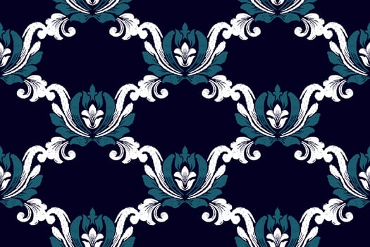 Ikat ethnic seamless pattern design. Aztec fabric mandala textile wallpaper. Tribal native motif boho ornament African American Indian folk traditional embroidery vector background