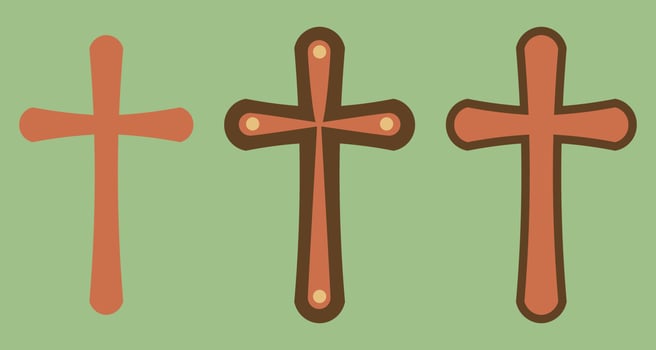 minimalist curved cross symbol vector design element