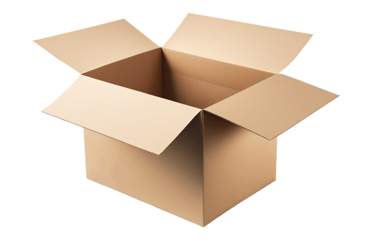 Open cardboard box. Transparent background png