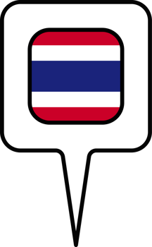 Thailand flag Map pointer icon, square design. png