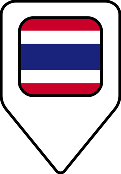 Thailand flag map pin navigation icon, square design. png