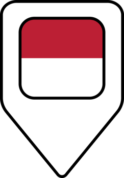 Indonesia flag map pin navigation icon, square design. png