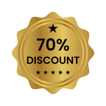 70 percent discount label, seal, sticker, stamp, tag vector icon for shopping discount promotion