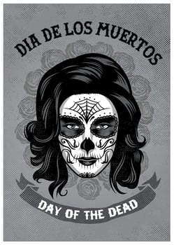 dia de los muertos poster in rusty texture vector