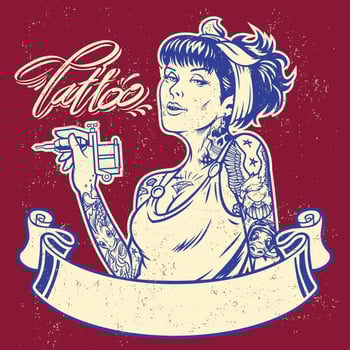 girl tattoo artist with banner vector