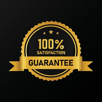 100 percent satisfaction guaranteed golden badge vector design.