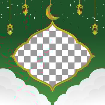 Editable Ramadan sale poster template. with paper-cut ornaments, moon and lanterns. Design for social media and web. Vector illustration