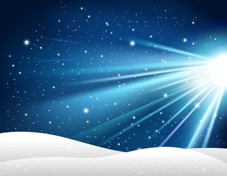 Winter background with shiny blue light, Vector Illustration