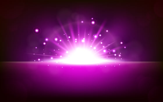 Bright violet light rising from the black horizon, Vector Illustration