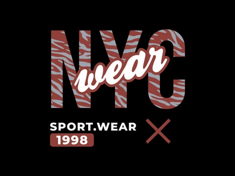 nyc wear, design t-shirt streetwear clothing, vector typography, perfect for modern apparel