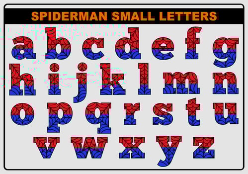 Spider-Man ENGLISH Alphabet Letters vector