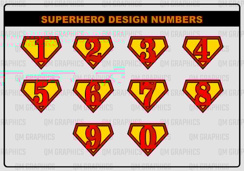 SUPERHERO NUMBER DESIGN vector