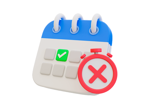 3d minimal time management concept. schedule organization. event canceled. Calendar with a red cross mark. 3d illustration. png