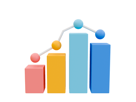3d blank bar graph template. bar chart mock up. data analysis. colorful statistic bar chart. 3d illustration. png