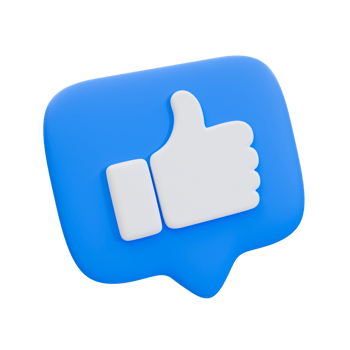 3d minimal thumbs up icon with a message box. like icon. Social media sign. 3d illustration. png