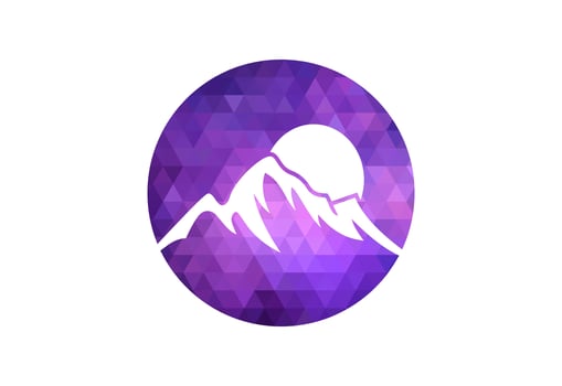 Low Poly and Mountain peak summit logo design, Vector illustration