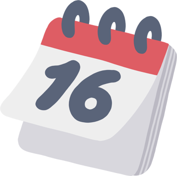 Cute minimal calendar day 16 illustration. sticker template decorated png