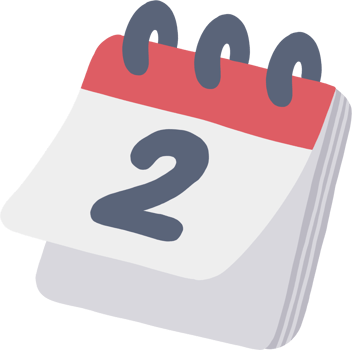 Cute minimal calendar day 2 illustration. sticker template decorated png