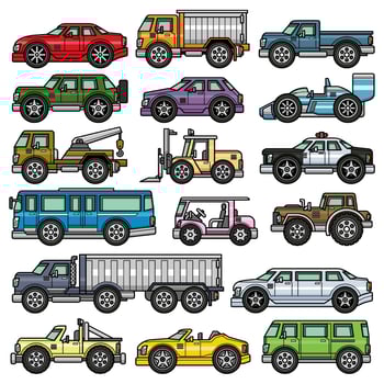 cute cartoon car collection vector