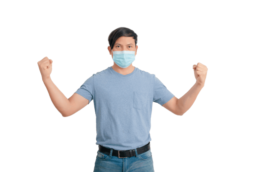 Asian man wearing a mass gesture png