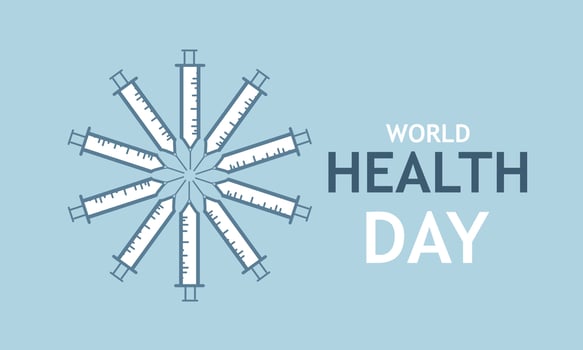 World Health Day is a global health awareness day.Template for background, banner, card, poster vector