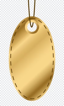 Gold price tag design. Gold price label. Gold price tag with dot. Blank golden price or gift tag. Vector illustration
