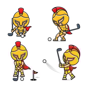 cute cartoon gladiator sports golf vector