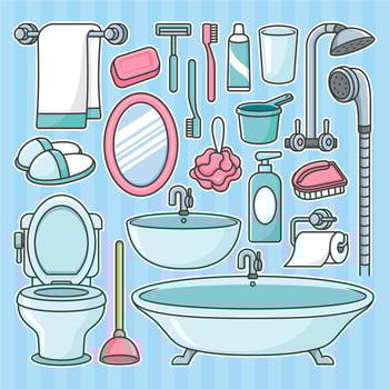 bathroom objects cartoon collection vector