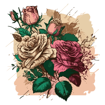Watercolor painting of a beautiful bouquet of roses png