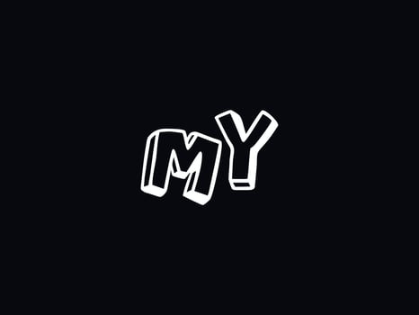 Typography My Logo Icon, Black White MY Color Logo Letter Vector