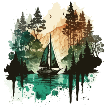 Watercolor painting of a sailboat png