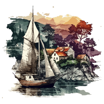 Watercolor painting of a sailboat png