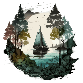 Watercolor painting of a sailboat png