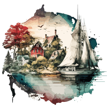 Watercolor painting of a sailboat png