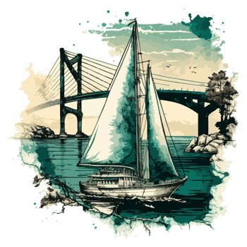 Watercolor painting of a sailboat png