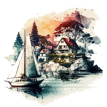 Watercolor painting of a sailboat png
