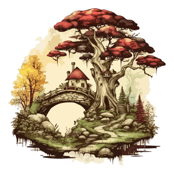 Watercolor painting of a mushroom house png