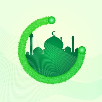 mosque with  style islamic art vector background