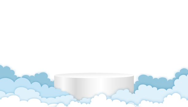 3D Display Cylinder Podium with Clouds Paper cut ,Display scene with Circle stand Backdrop png