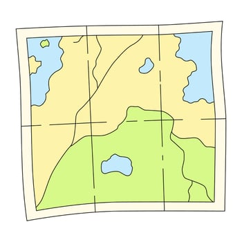 A map of the area in cartoon style. Symbol of navigation. Vector illustration isolated on a white background