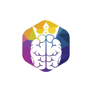 Smart king vector logo design. Human brain with crown icon design.