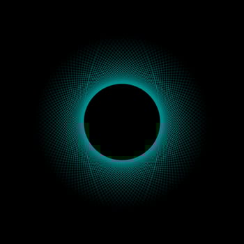 Cyan black hole spirograph vector template. Mandala lines solar eclipse.