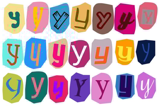 Alphabet y - Ransom note Animation paper cut on green screen vector