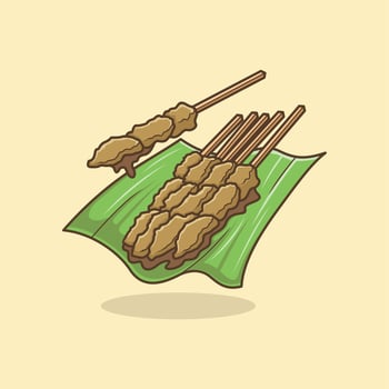 cute cartoon satay vector