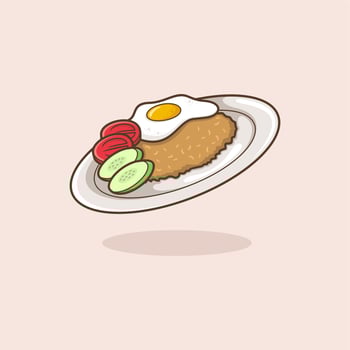 cute cartoon fried rice vector