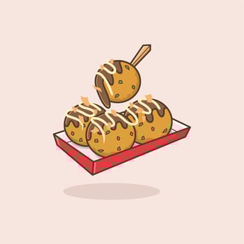 cute cartoon takoyaki vector