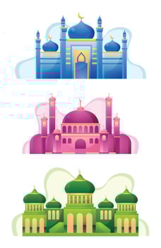 Colorful Mosque Set vector