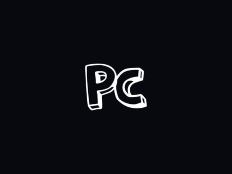 Creative Pc Letter Logo, Monogram PC Black White Letter Logo Design vector