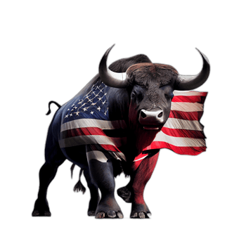 American patriot Bull cow, buffalo, artwork, illustration, vector, graphic. America patriotism art tshirt design, t-shirt, AI Generative png