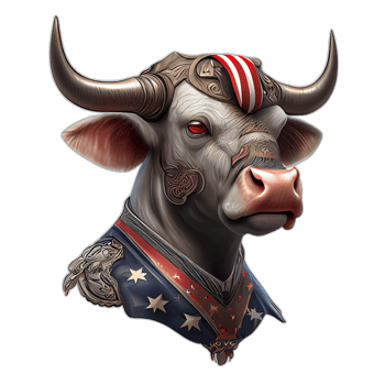 American patriot Bull cow, buffalo, artwork, illustration, vector, graphic. America patriotism art tshirt design, t-shirt, AI Generative png